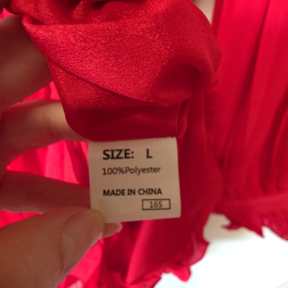 Red Button-Down Romper - Picture 3 of 3